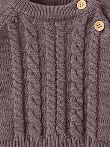 SHEIN Conjunto de suéter de punto trenzado y calcetines de moda clásica para niños pequeños, cómodo para el hogar, reuniones y salidas