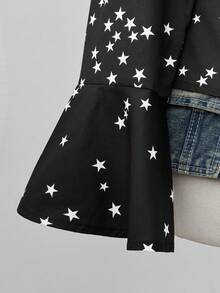 Sunspun Blusa holgada de manga larga con puños acampanados, cintura ceñida, estilo universitario retro francés con estampado a rayas, adecuada para la temporada de regreso a clases, uso diario, citas, fiestas de regreso a clases, vacaciones, talla grande para mujeres - Multicolor - Ver 6