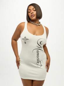 SUMWON Đầm mini chữ thập Gothic cánh thiên thần cỡ lớn không tay kiểu dáng bó sát, thiết kế dự tiệc, câu lạc bộ đêm - trắng - Xem 4