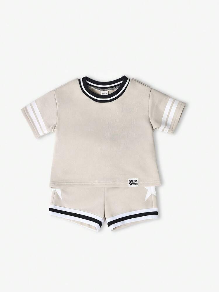 Brooklyn Logo Striped Two Piece Set With Shorts
