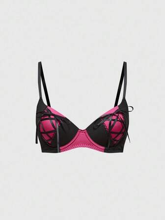 J-Fashion Y2K Contrast Color Strap Underwire Bra For Women