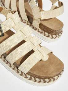 SHUZIA Sandalias De Fondo Grueso De Color Sólido De Moda Para Mujer - Beis - Ver 4