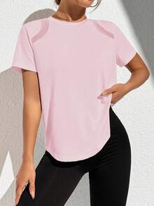 Easithlete 3 Stücke/Set Damen atmungsaktive Mesh Patchwork Kurzarm Loose Fit Activewear Tops, Schwarz/Weiß/Rosa, geeignet für täglichen Lässig-Stil, Laufen, Yoga, Fitness, Tennis, Golf - Verschiedenfarbig - Übersicht 2