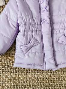 SHEIN Baby Mädchen Lässig Mode Schleife Dekor Dicke Kapuzen Winter Jacke, geeignet für den täglichen Gebrauch im Winter