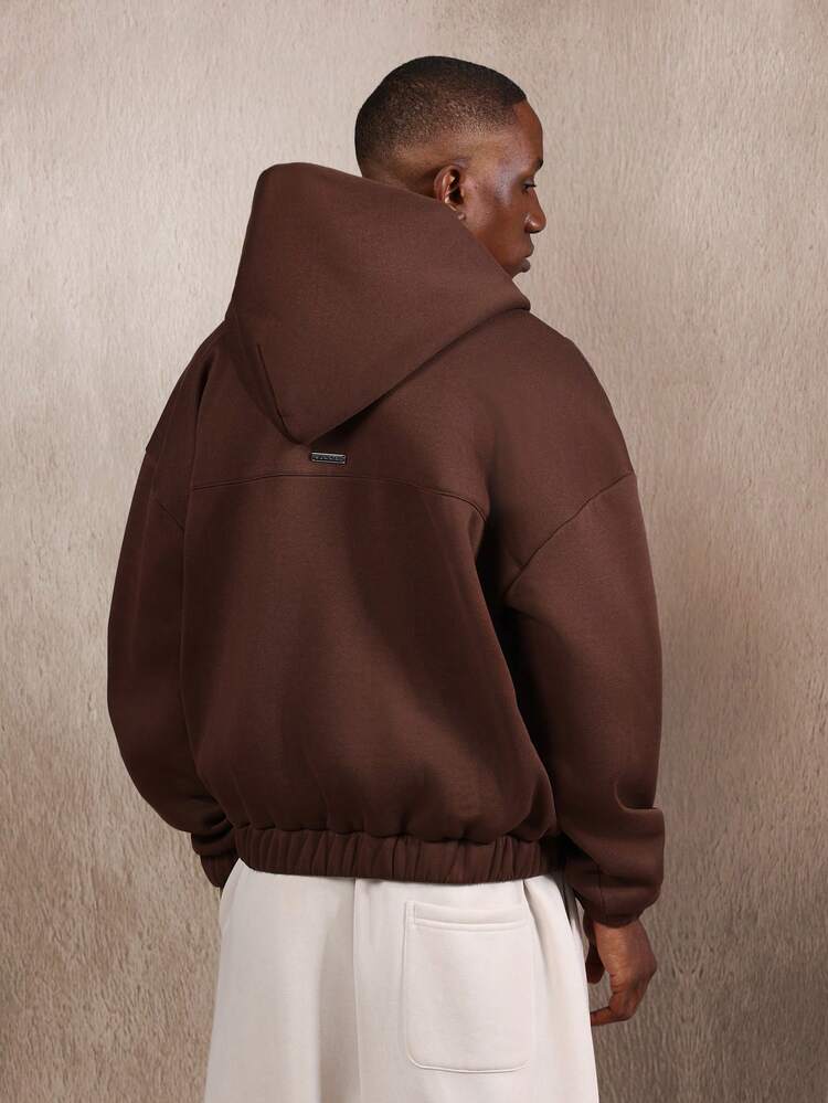 Felpa con cappuccio oversize Essential Half Zip con tasca centrale