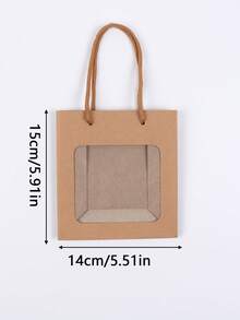 1/5/10个装牛皮纸礼品袋，带PVC透明窗口和手柄，礼品包装袋，派对礼品，珠宝制作展示，包装用品，非常适合生日婚礼派对花店花束，周年纪念，结婚礼物，父亲节，母亲节礼品袋，节日礼品袋，派对礼品袋，工艺手提包，礼品袋创意，礼品袋DIY，生日派对礼品袋，玩偶礼品盒，圣诞节用品学校