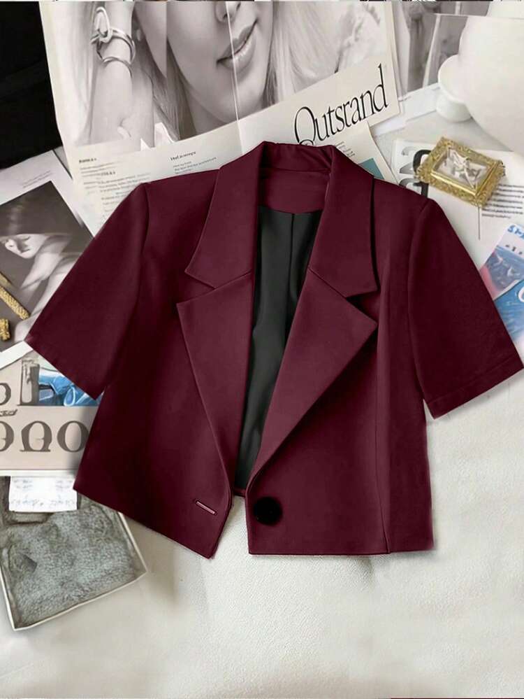 Franclia Elegante blazerjas met korte mouwen, geschikt voor dagelijks woon-werkverkeer