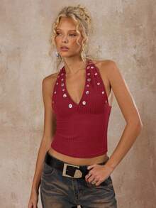 SHEIN Forever 21 Summer Women Prom/Formal/Beach/Vacation/Cute/Western Wear/Business Casual/Elegant/Birthday/Going Out/Club/Office Outfits/Festival/Rave/Work Clothes/Classy/Country Concert/Brunch/Cruise/Old Money/Airport/Modest/Church/Fairycore/ /Tea Party/Y2k/Streetwear/2000s/Disco/Spring Break/Graduation/Wedding Guest/Cocktail/Vintage/Bodycon/Resort/Coachella/Fitted/4th Of July Women/Beach Vacation Outfits/ Red Button Top