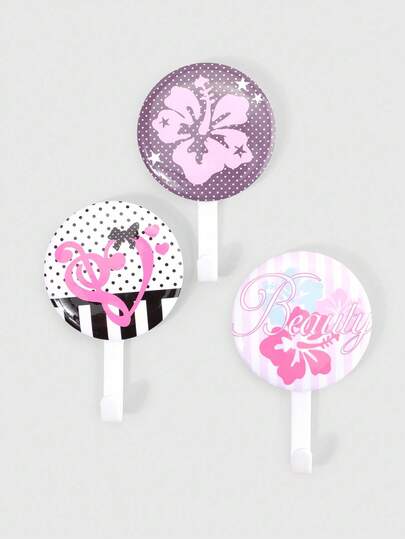 Kawaii 3 pezzi Ganci a ventosa con design di note musicali e fiori