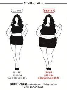 SHEIN CURVE+ 大码女式纯色弧形下摆背心裙