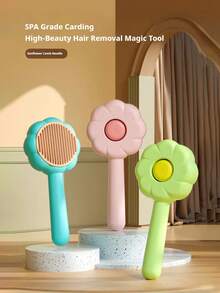 PETSIN 1 Cute Cat Claw De-Shedding Comb, Sunflower De-Shedding Comb, One-Button Floating Hair Removal Comb, Pet Massage Comb, Cat Cleaning, Cat Pin Brush, Pet Brush, Dog Hair Brush, Pet Brush, Pet Supplies - Multicolor - View 1