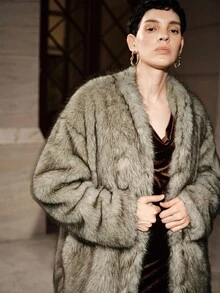 Veste en fausse fourrure à blocs de couleurs pour femmes Uhlyne, manteau duveteux au style de rue pour l'hiver - Multicolore - Voir 6