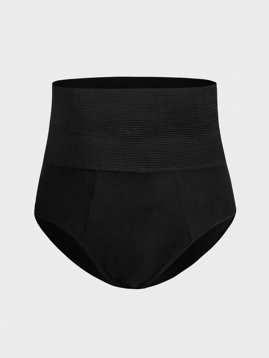 SHEIN Plus Size Men's Solid Color High Waist Seamless Shaping Briefs