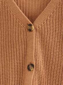 SHEIN Damen V-Ausschnitt einfarbiger Strickjacken-Pullover, dicker kurzer Strick-Top für Herbst/Winter