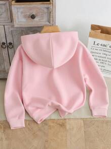 SHEIN Tween Girl' Pink Long Sleeve Hooded Sweatshirt, Casual Fashion Creative Simple Slogan Graphic Print, Basic Round Neck Sweatshirt Pink Sweatshirts For Tween Girl Tween Girl Pink Sweatshirt Slay All Day Sweatshirt Teen Sweatshirts Tween Girl Sweatshirts Tween Girl Pink Sweatshirts Fall Winter - Pink - View 2