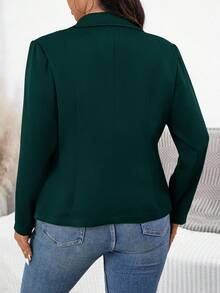 SHEIN Essnce Vêtements d'automne pour femmes grandes tailles, nouveau style français, mode décontractée, élégante pour le travail, retour à l'école, vêtements pour enseignants, tenues professionnelles, fierté, hauts noirs, tenues de bureau décontractées, salopettes, hauts pour sortir, blazers noirs - Vert sapin - Voir 2