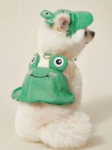 PETSIN 1 pieza de ropa para mascotas, chaleco con decoración de orejas 3D bordadas con una linda rana verde, adecuado para gatos y perros - Verde - Ver 5