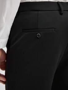 Officeau Men's Wrinkle-Resistant Elastic Business Trousers, Solid Color Straight Leg Slanted Pocket Casual Pants, Daily & Commute Wear, Formal Business, Dress, Fall And Winter, Old Money Men's Dress Pants Spring To Summer - Black - View 7