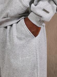 SUMWON 带褶皱阔腿慢跑裤的连帽衫