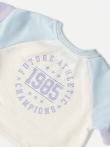 SUMWON Baby Girls Casual Summer Co-Ord Set Future Athletic Champions Raglan T-Shirt With Jogger Pants Outfit Fall - Mauve Purple - View 6