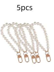 1/2/5/10 件 DIY 仿珍珠钥匙扣带串珠钥匙圈挂绳钥匙链扣手机壳腕带钥匙圈腕带优雅钱包挂绳带配件