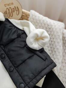 男婴可爱百搭字母印花卫衣、裤子和羊毛夹克三件套，秋冬 - 黑色 - 查看 3