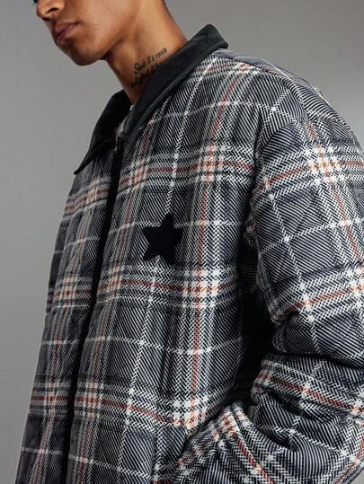 Street Life Men's Casual Warm Plaid Zip-Up Padded Coat, Autumn/Winter