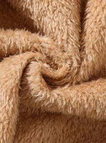 SHEIN Young Boy's Faux Sherpa Hooded Mid-Length Padded Jacket, Khaki Color Casual Outdoor Sport Suitable For Autumn/Winter Kids Coat Toddler Coat Kids Winter Coat Thermal Lined Coat Kids Hooded Coat Kids Fall