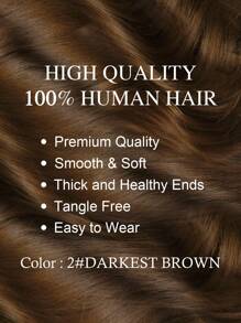 Extensiones de cabello humano con clip, cabello brasileño liso, color marrón oscuro, extensiones con clip Remy de 14 a 20 pulgadas para mujeres - S2 - Ver 4