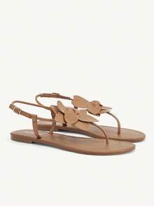 CUCCOO CHICEST Women's Yellow Floral Thong Sandals, Round Toe Flat Beach Vacation Style