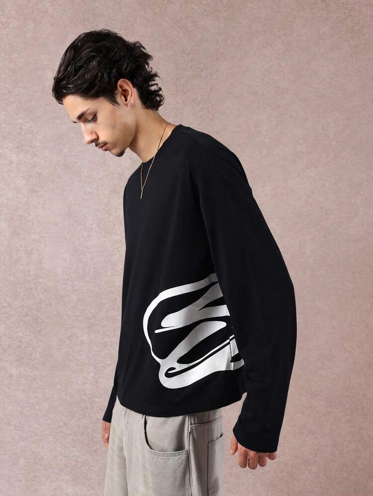 Langärmliges T-Shirt mit künstlerischem abstraktem Print