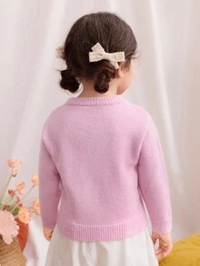 Blossori Baby Girls' French Elegant Rabbit Pattern Crew Neck Sweater Fall Winter - Multicolor - View 2