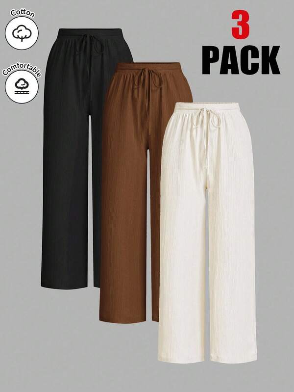 Auralis Plus-Size Women's Casual Pants, Wide-Leg Pants, 3 Pieces Women's Casual Wear, Summer Vacation Wear,Vacation Outfits Woman Summer