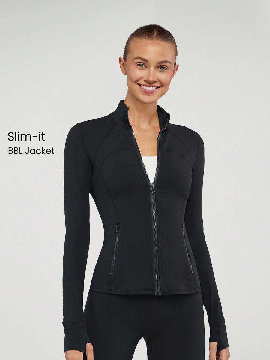 GLOWMODE FeatherFit™ Slim-It Streamline Performance Secure Pockets Zip Up Long Sleeve Jacket Low Impact Yoga Daily Fall | SHEIN EUQS