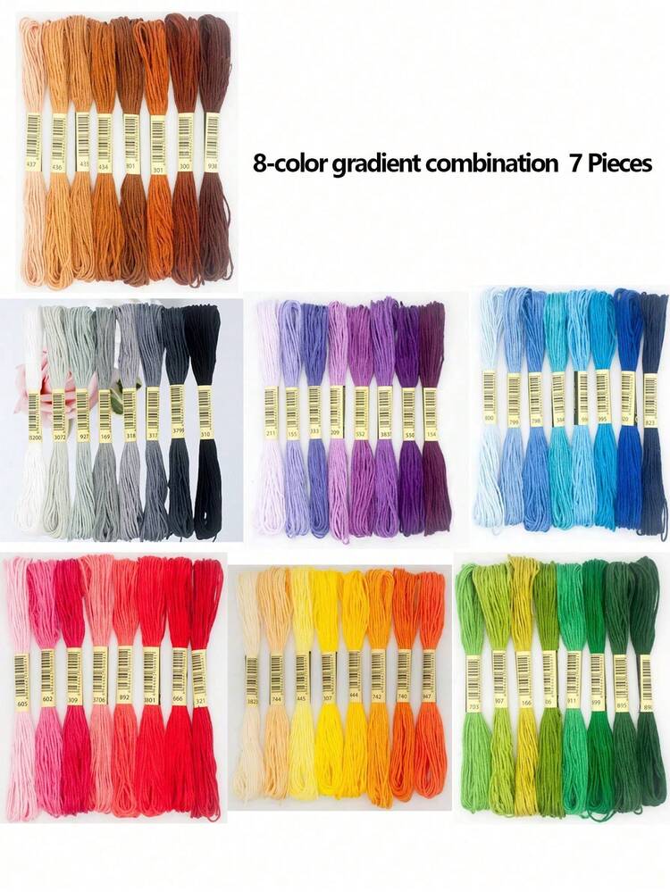 Gradient 8 Colors Embroidery Thread, Colorful Stitches, Embroidery Floss, Cross Stitch Thread, Unique Style, Sewing Thread, Artisanal Twisted Thread - Gradient - View 14