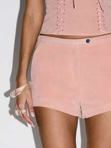 KIZN High Waisted Suede Shorts Summer Festival Beach Casual Mini Short Pants With Side Pockets Resort Holiday Vacation Apparel Spring Collection