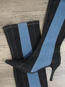 SHUZIA Stiefel spitzer Zeh, Kniehoch Stöckel Design