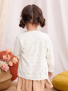 Blossori Baby Girls' French Elegant Round Neck Button-Front Long Sleeve Knit Cardigan,In Fall/Winter