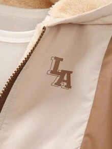 SHEIN Genkimix Kids 2 件套休闲运动羊毛连帽衫和裤子，适合日常穿着、上学、运动、户外活动、秋冬季