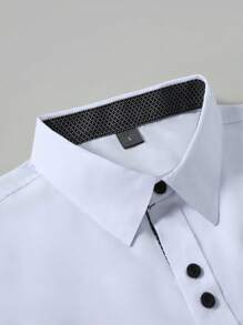 Calvornis Áo sơ mi nam tay ngắn họa tiết khối màu thường ngày đi làm mùa hè - trắng - Xem 4