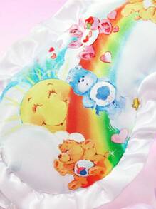 SHEIN X Care Bears 1pc Heart & Rainbow Bear Pattern Satin Eye Mask, Blackout Eye Mask, Sleep Mask, Suitable For Travel & Nap, High Opacity