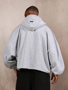 SUMWON Premium Heavyweight Full Zip Hoodie With Split Pockets Plain - Grey - View 2
