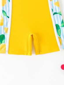 Sparklyn 新款时尚菠萝印花连体泳衣，适合夏季海滩度假 - 黃色 - 查看 4