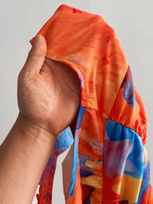 Maweii Đầm hở vai in họa tiết tie dye cho kỳ nghỉ cỡ lớn dành cho nữ - Nhiều màu - Xem 7