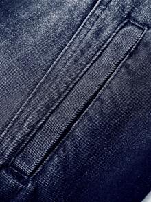 Manfinity EMRG 男士休闲水洗拉链磨边牛仔背心，夏季男朋友和丈夫牛仔水洗蓝色牛仔背心，秋季 - 深色水洗藍 - 查看 7