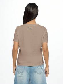 SUMWON WOMEN NY Leopard Print T-Shirt With Light Blue Outline Casual Summer Cotton Everyday Tee Streetwear Fashion Short Sleeve Crew Neck Urban Style