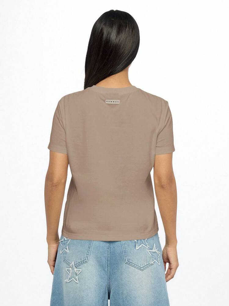 SUMWON WOMEN Leopard Print NY Logo T-Shirt With Blue Outline