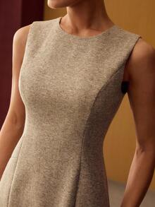 MOTF PREMIUM WOOL TWEED FITTED WAIST MINI DRESS - Khaki - View 2