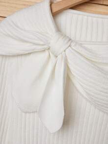 Franclia 女士纯色条纹长袖时尚套头衫 - 白色 - 查看 3