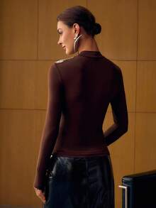 MOTF PREMIUM BEADED SLIM FIT T-SHIRT - Coffee Brown - View 3